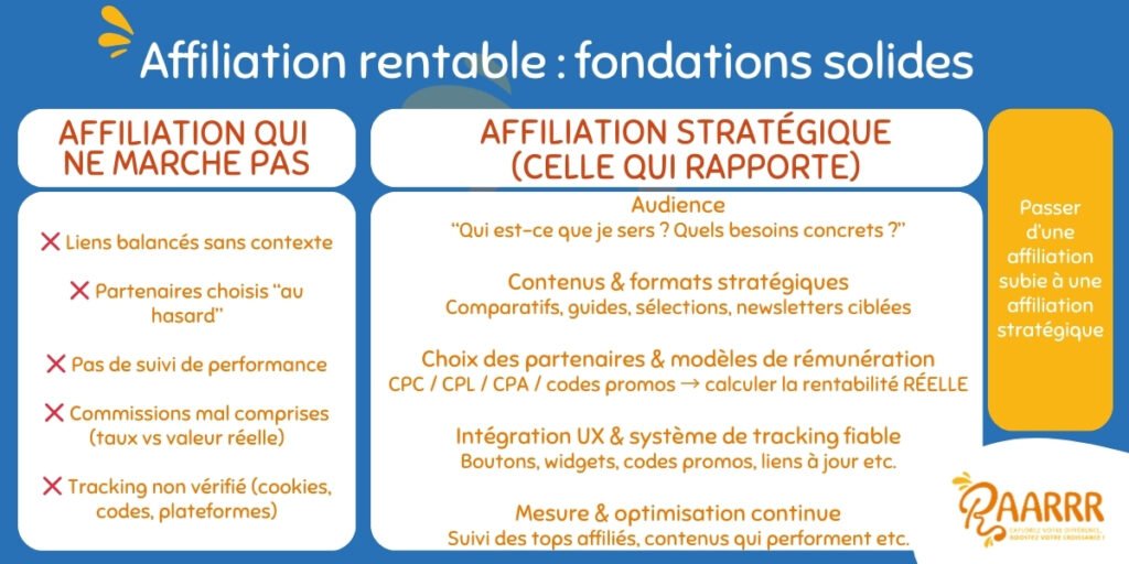Schéma descriptif : Comment construire un système d'affiliation rentable et stratégique - Podcast RAARRR